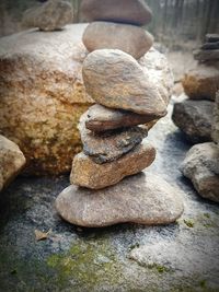 Close-up of stack of stones