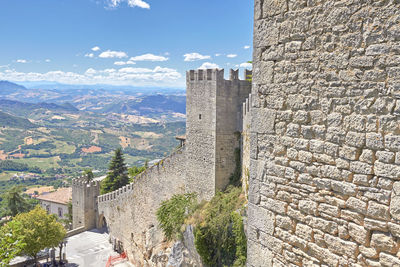 Aerial view of historic building against sky in san marino