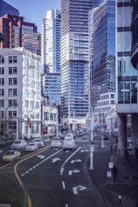 View of city street and buildings