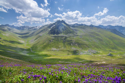 Scenic view of mountains against sky