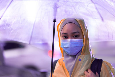 Portrait of woman holding umbrella