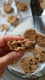 Close-up of hand holding food