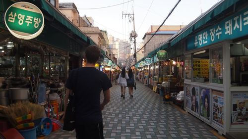 People on street in city