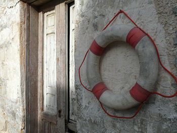 Closed door of abandoned house