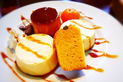 Close-up of dessert served in plate