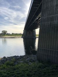 Bridge over river against sky