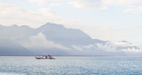 Boat sailing in sea