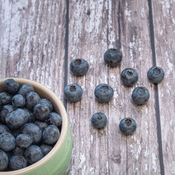 High angle view of fruits on table