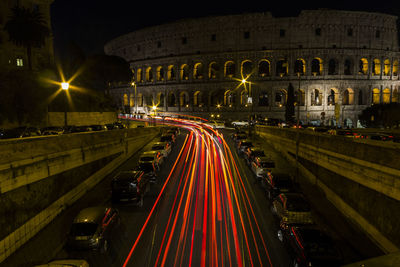 Light trails on city at night