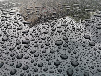 Full frame shot of wet waxed car roof