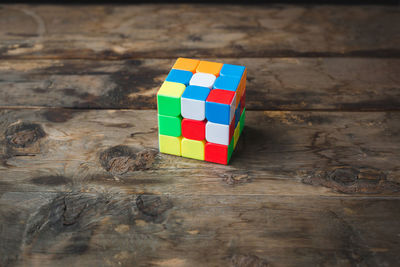 High angle view of toy on table