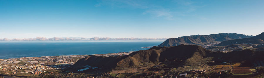 Scenic view of sea against blue sky