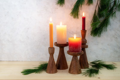 Close-up of christmas decorations on table