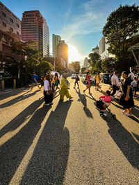 People walking on road