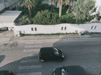 High angle view of car on street in city