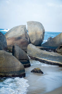 View of rocks on beach