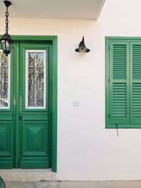 Closed door of building