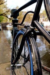 Close-up of bicycle in water