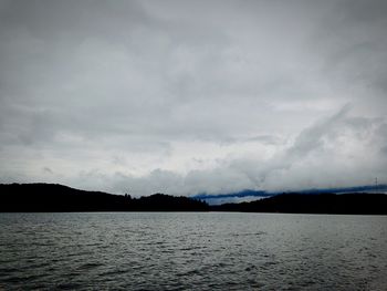 Scenic view of sea against cloudy sky