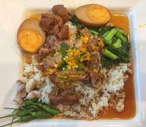 Close-up of food served in plate