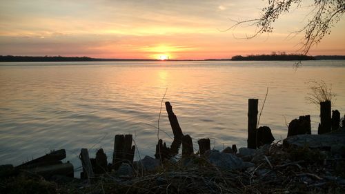 Scenic view of sea against sky during sunset