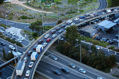 High angle view of traffic on road