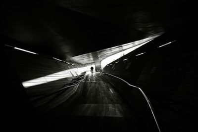 Illuminated subway station platform