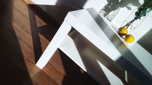 High angle view of paper board on table