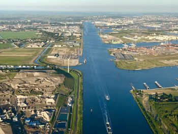 Aerial view of the river ij near amsterdam