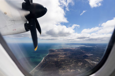 Aerial view of sea from airplane window