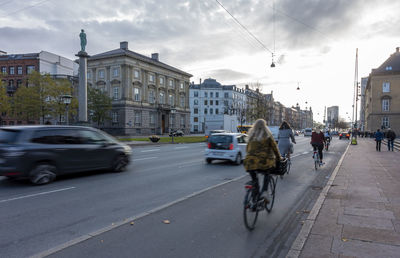 Cars on city street