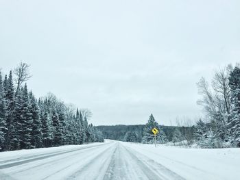 Snow covered trees against sky