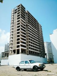 Low angle view of modern buildings in city