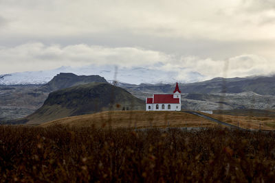 Small church in mountainous countryside