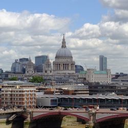 City against cloudy sky