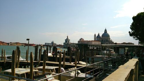 High angle view of city against sky