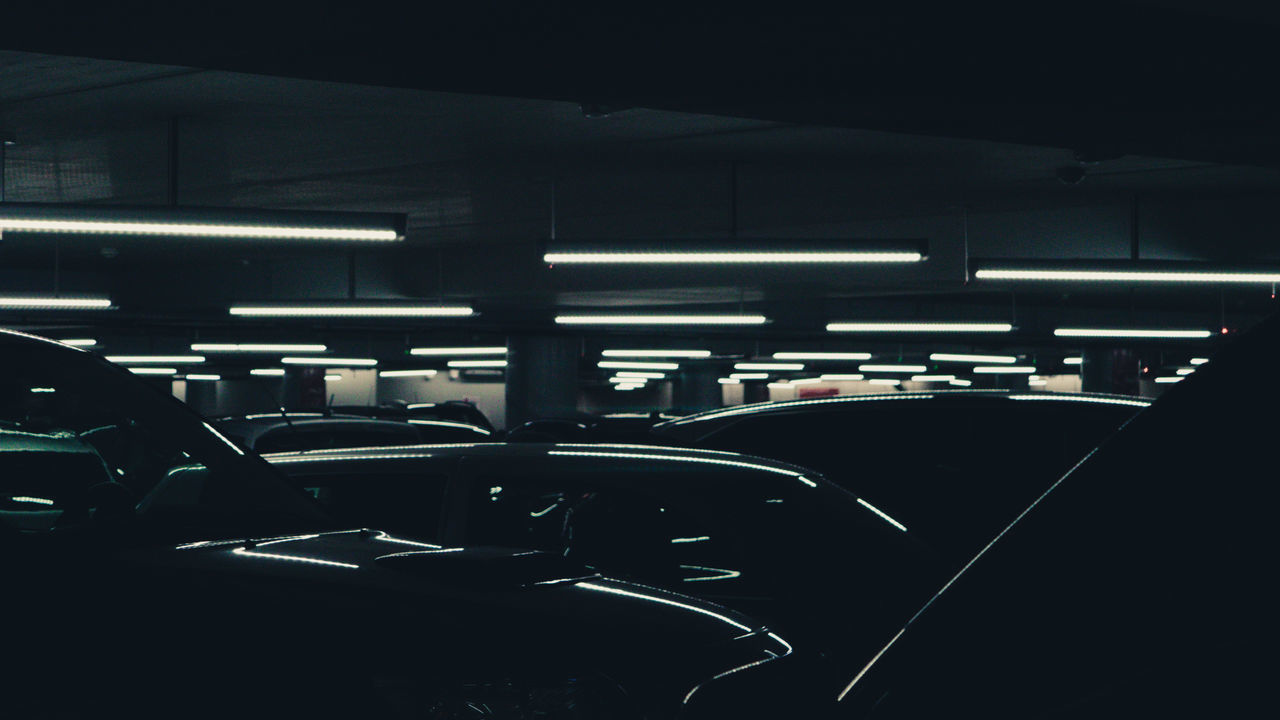 VIEW OF EMPTY PARKING LOT IN THE DARK