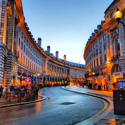 Picadilly circus by dusk,
regent street, london