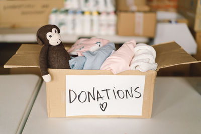 Donation food and cloting for refugees, support of war victims, helping people, charity.