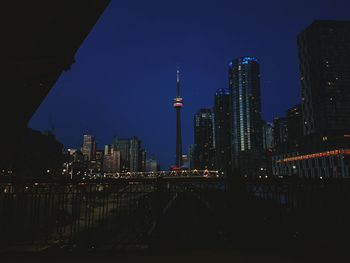 Illuminated skyscrapers at night