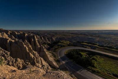 Panoramic view of road against clear sky