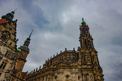 Low angle view of statue of building against sky