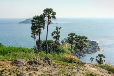 Scenic view of sea against clear sky