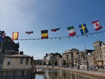 Flags and river in amsterdam