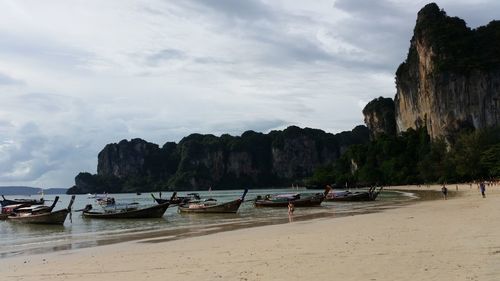 Scenic view of boats in sea