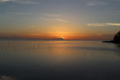 Scenic view of sunset over sea