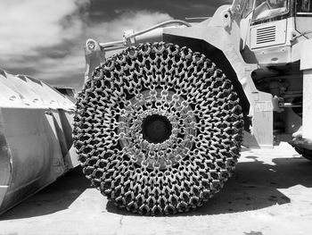 Close-up of wheel in car