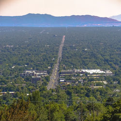 High angle view of townscape against sky
