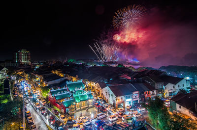 Fireworks display at night