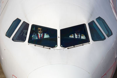 Close-up of airplane window